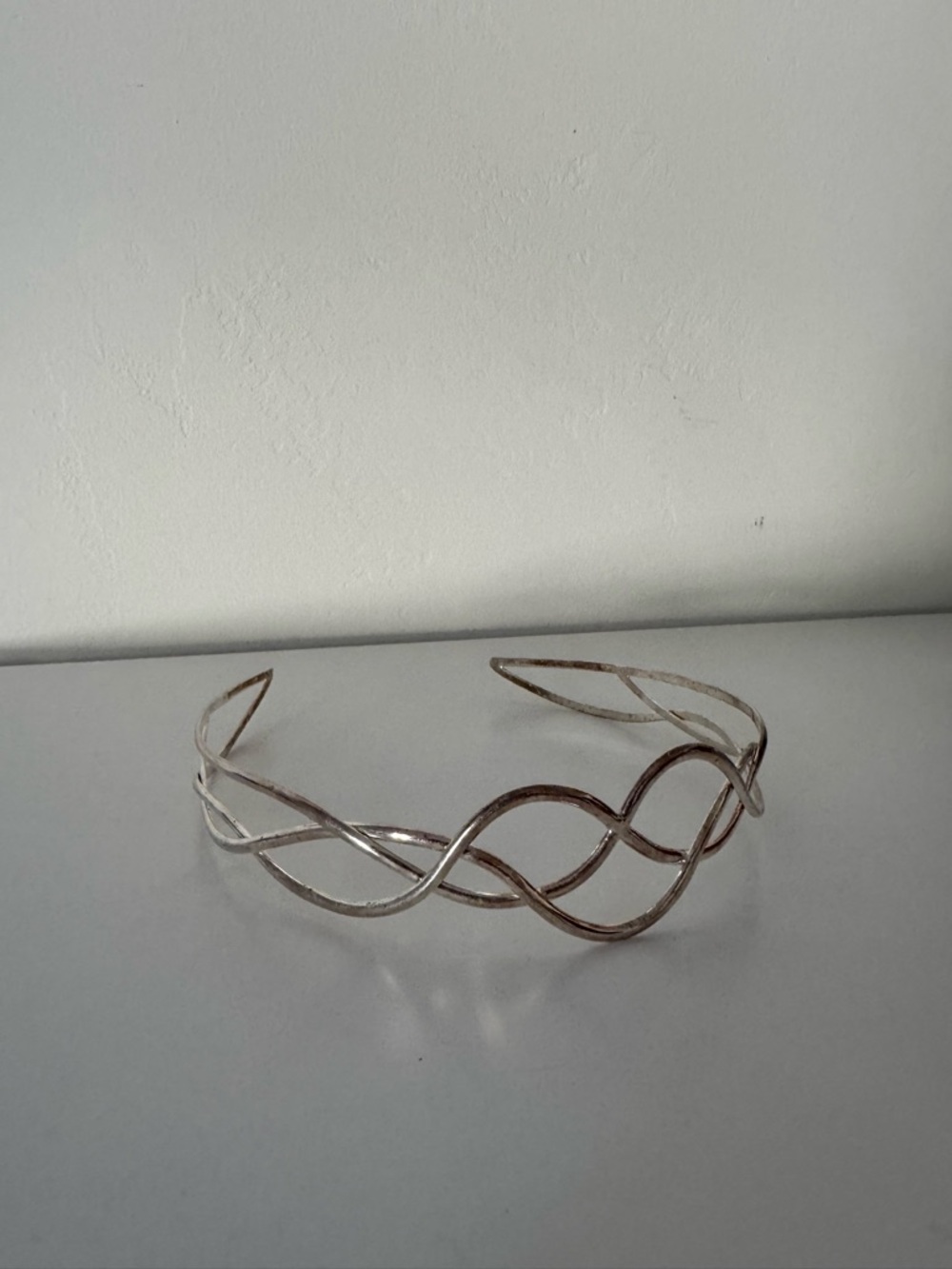 Woven Metal Open Headband - Silver Tone